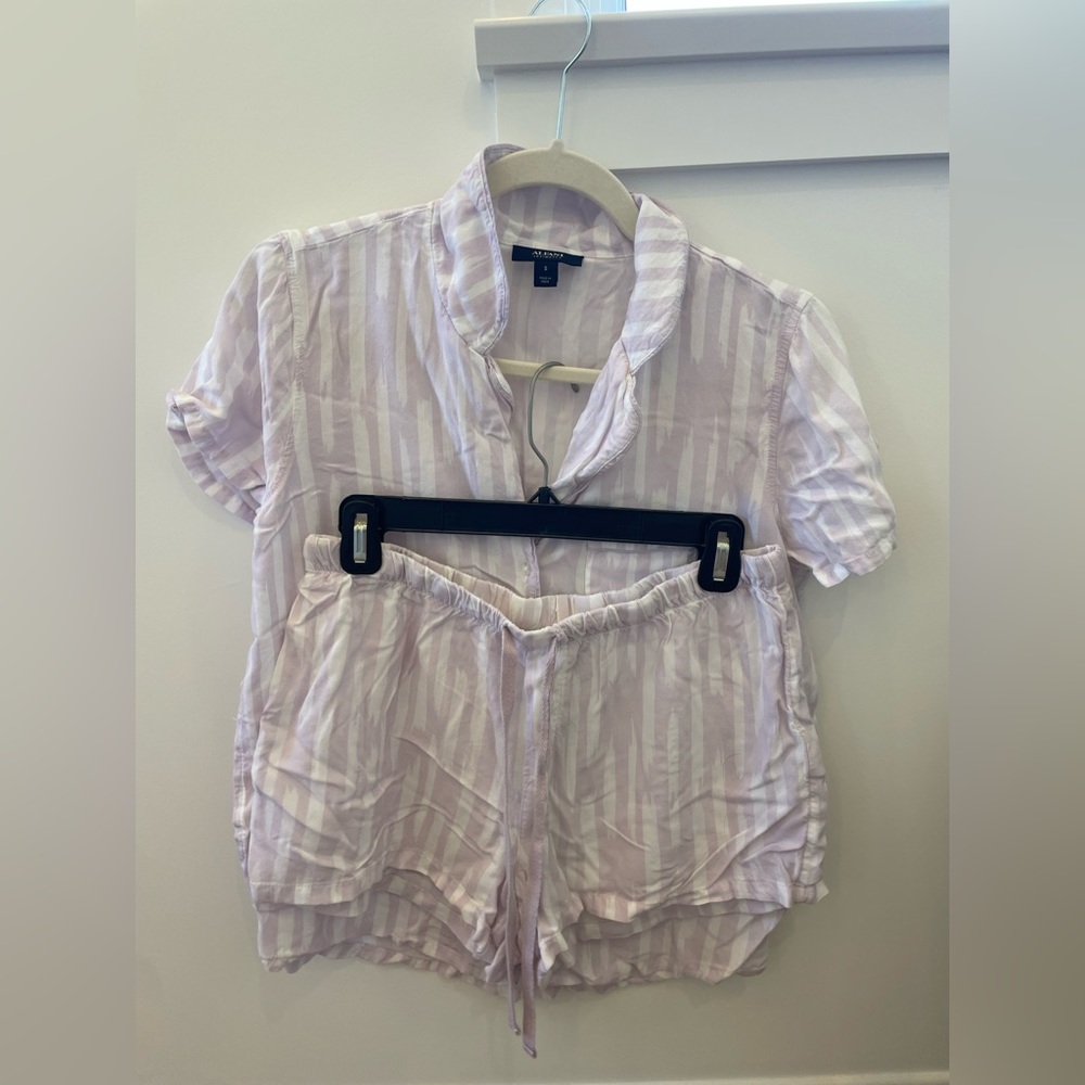 Purple and white pajama set